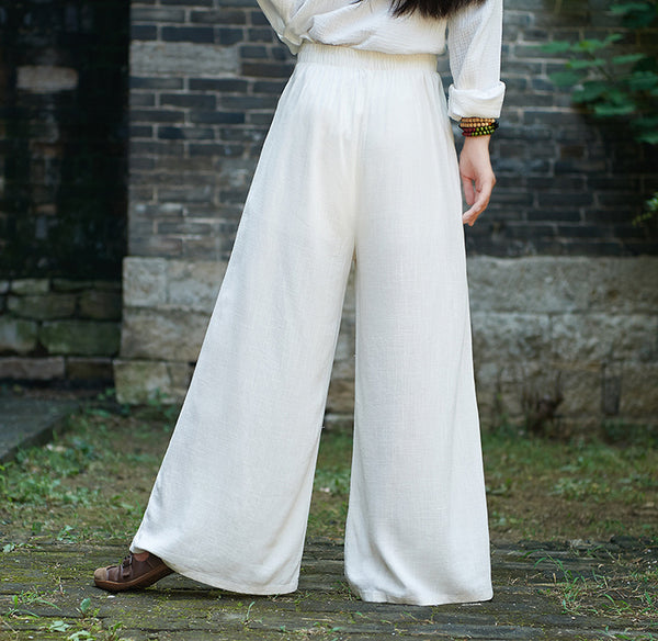 Women Lantern Palazzo Style Women Linen and Cotton Wide Leg Yoga Trousers