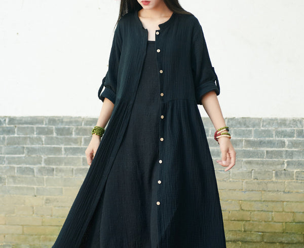 Women Loose Linen and Cotton Coat