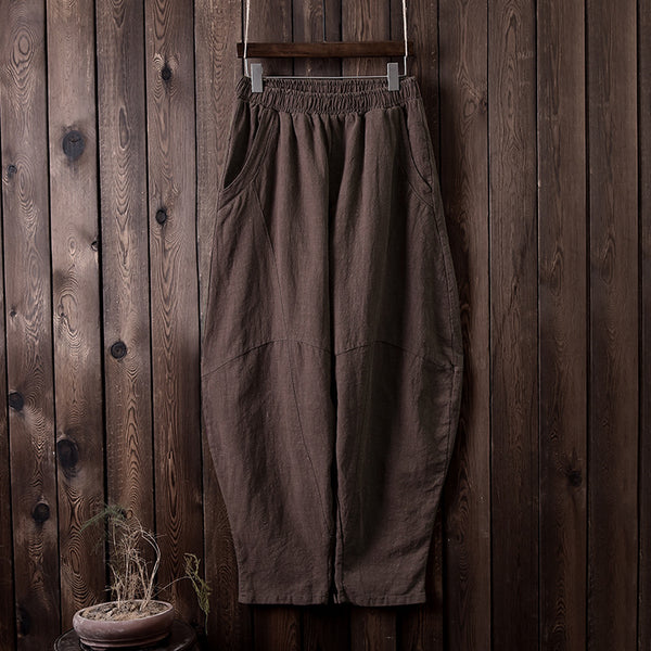 Women Loose Lantern Leisure Linen and Cotton Pants
