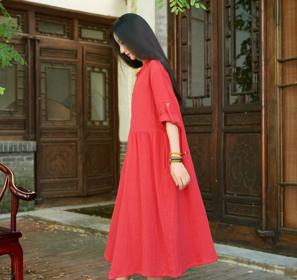 Women Loose Linen and Cotton Coat