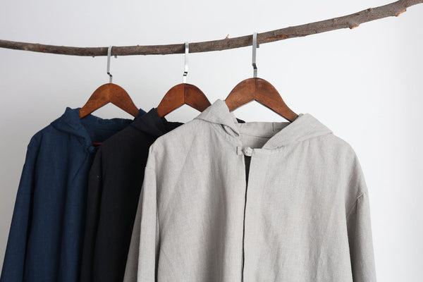 Men Simple Pure Color Linen and Cotton Coat/Jacket Hoodie