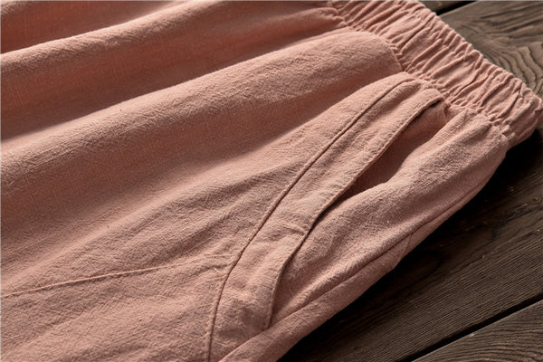 Women Loose Lantern Leisure Linen and Cotton Pants