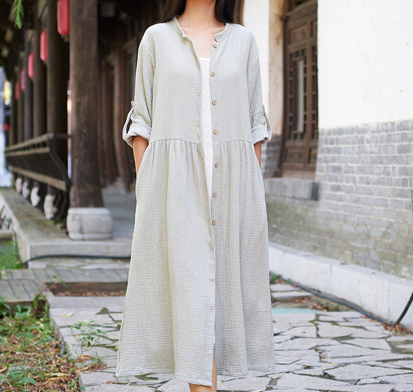 Women Loose Linen and Cotton Coat