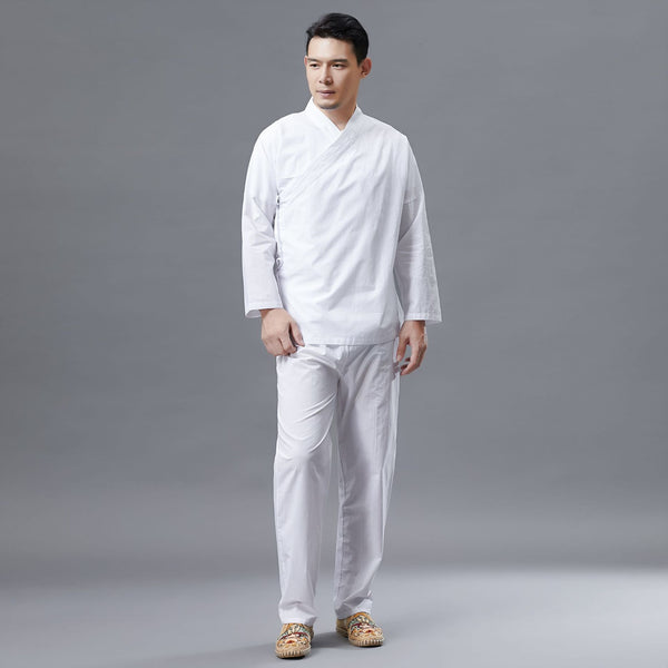 Men Long Sleeve Stand Collar Hanfu Set (Top + Pants)