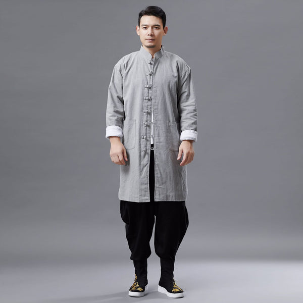 Men Asian Style Linen and Cotton Coat (inner with velvet)