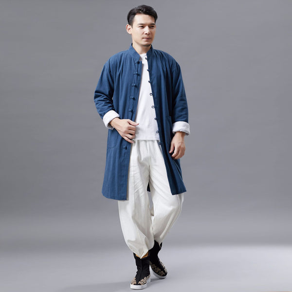 Men Asian Style Linen and Cotton Coat (inner with velvet)