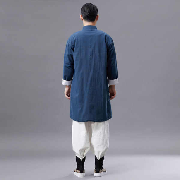 Men Asian Style Linen and Cotton Coat (inner with velvet)