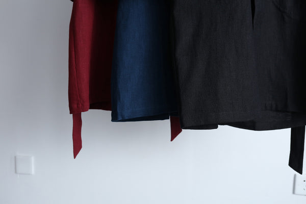 Men Linen and Cotton Middle Length Coat Hoodie