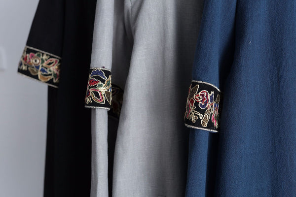 Men Asian Style Double-layered Linen and Cotton Long Coat