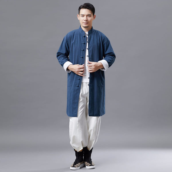Men Asian Style Linen and Cotton Coat (inner with velvet)