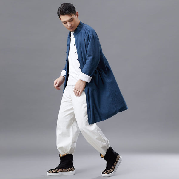 Men Asian Style Linen and Cotton Coat (inner with velvet)