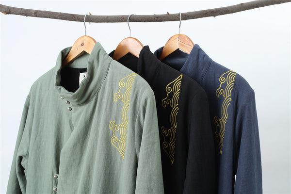 Women Eastern Style Linen and Cotton Hanfu Coat (inner with velvet)