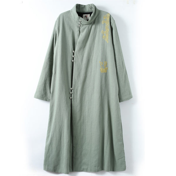 Women Eastern Style Linen and Cotton Hanfu Coat (inner with velvet)