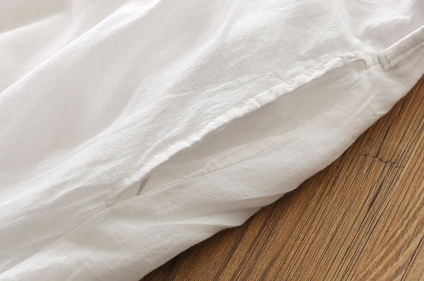 2022 Summer NEW! Women Loose Linen and Cotton V-Necked Middle Sleeve Maxi Dress