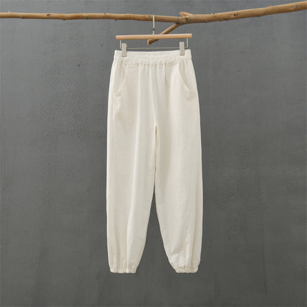 2021 Autumn NEW! Women Simple Causal Lantern Style Linen and Cotton Pants