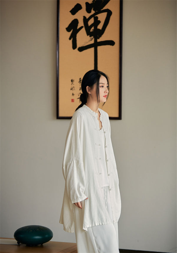 2022 Summer NEW! Women Linen and Cotton Loose Thin Zen Style Long Jacket