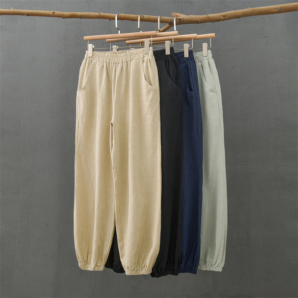 2021 Autumn NEW! Women Simple Causal Lantern Style Linen and Cotton Pants
