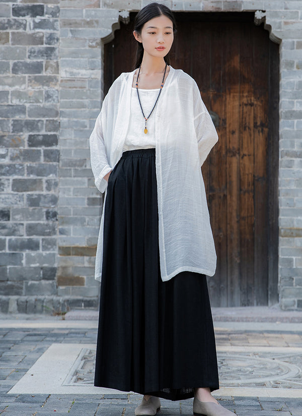 2022 Summer NEW! Women Loose Style Sand Washed Linen and Cotton Wide Legs Pants