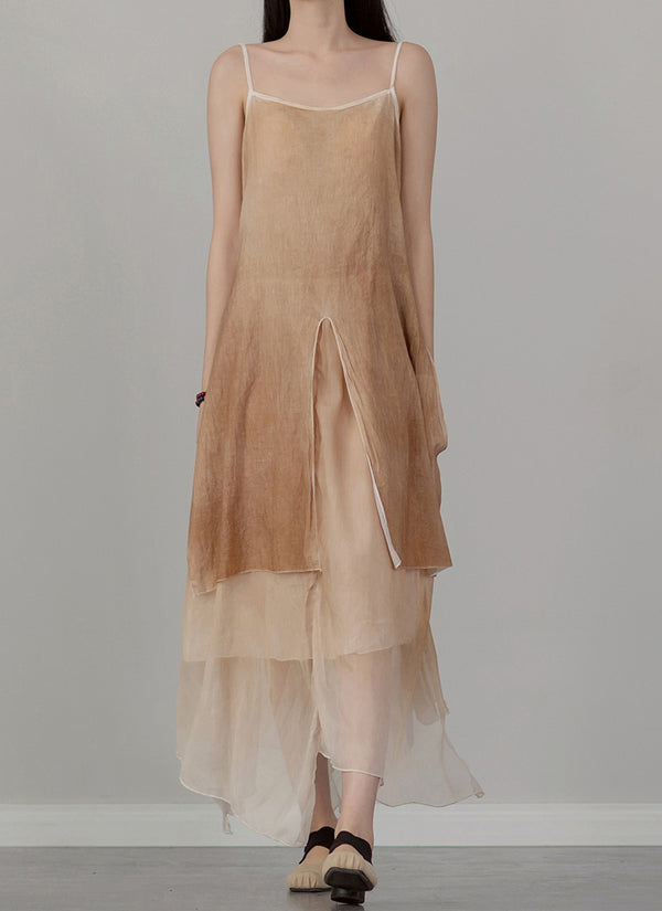 2022 Summer NEW! Women Extra Loose Comfortable Linen and Cotton Dyed Color Slip Dress