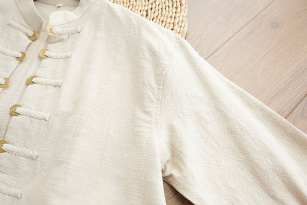 2021 Autumn NEW! Men Retro Style Linen and Cotton Long Sleeve Cardigan Thin Jacket