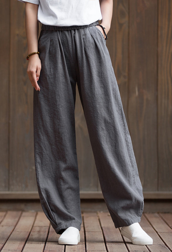 2022 Summer NEW! Women Sport Style Lantern Leisure Sand Washed Linen and cotton Pants