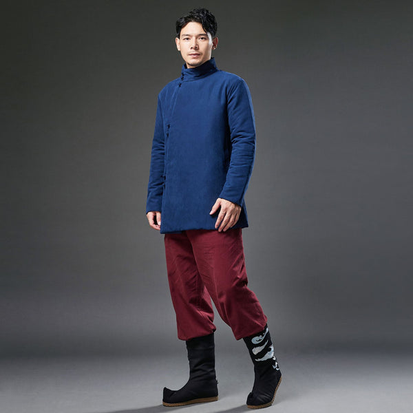 2021 Winter NEW! Men Modern Simple Style Linen and Cotton Quilted Short Coat