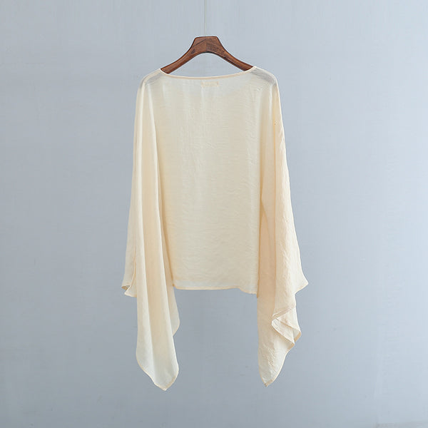 2022 Summer NEW! Women Modern Loose Style Linen and Cotton Round Necked Short Sleeves Shirt