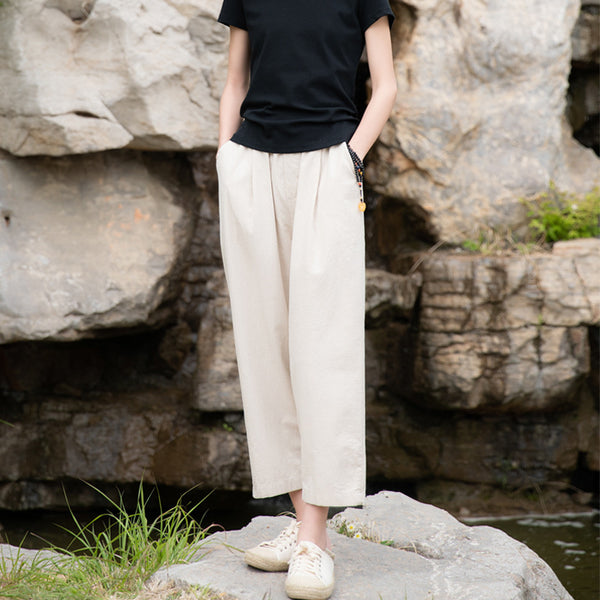 2022 Summer NEW! Women Causal Style Linen and Cotton Pegged Pants