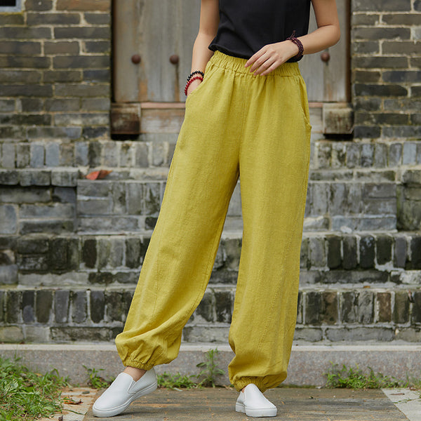 2021 Autumn NEW! Women Simple Causal Lantern Style Linen and Cotton Pants