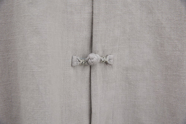 2021 Autumn NEW! Men Retro Chinese Style Pure Color Linen and Cotton Long Sleeve Cardigan Thin Jacket