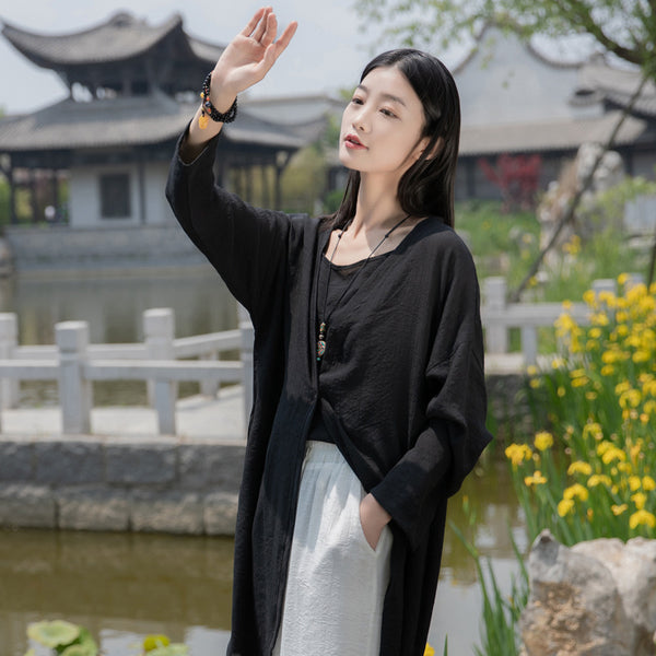 2022 Summer NEW! Women Causal Style Linen and Cotton Long Light Cardigan