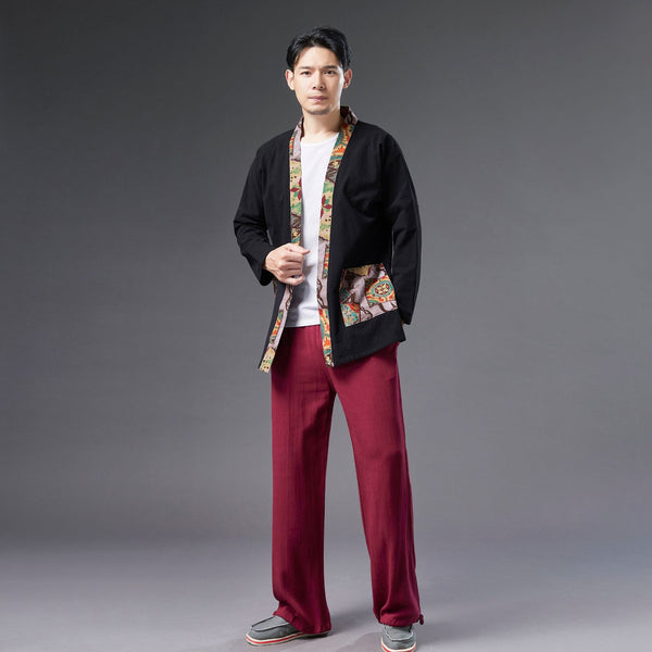 2021 Autumn NEW! Men Retro Minorities Color Linen and Cotton Long Sleeve Cardigan Thin Jacket