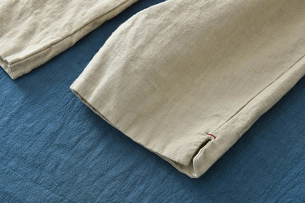 Women Linen and Cotton Causal Loose Cropped Capris