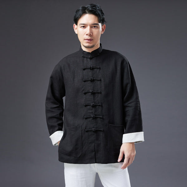 2022 Summer NEW! Men Chinese Style Linen and Cotton Long Sleeve Thin KungFu Jacket