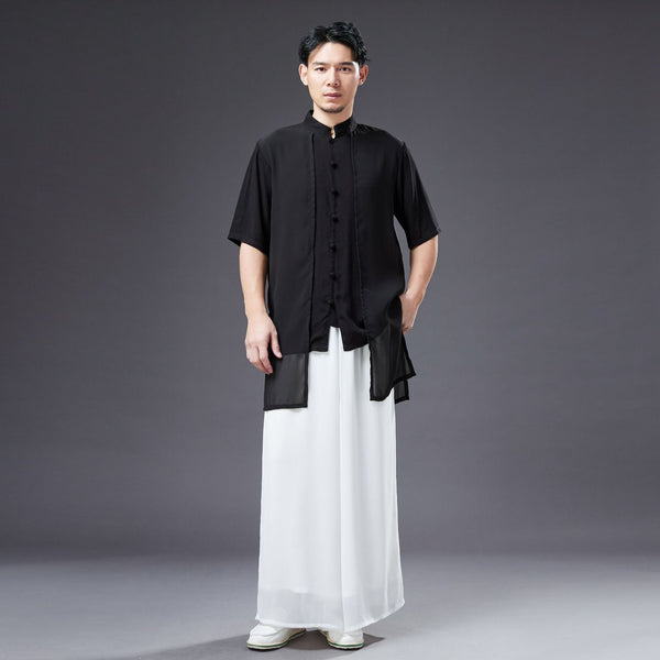 2022 Summer NEW! Men Retro Style Linen and Cotton Short Sleeve 2 Layers Shirts