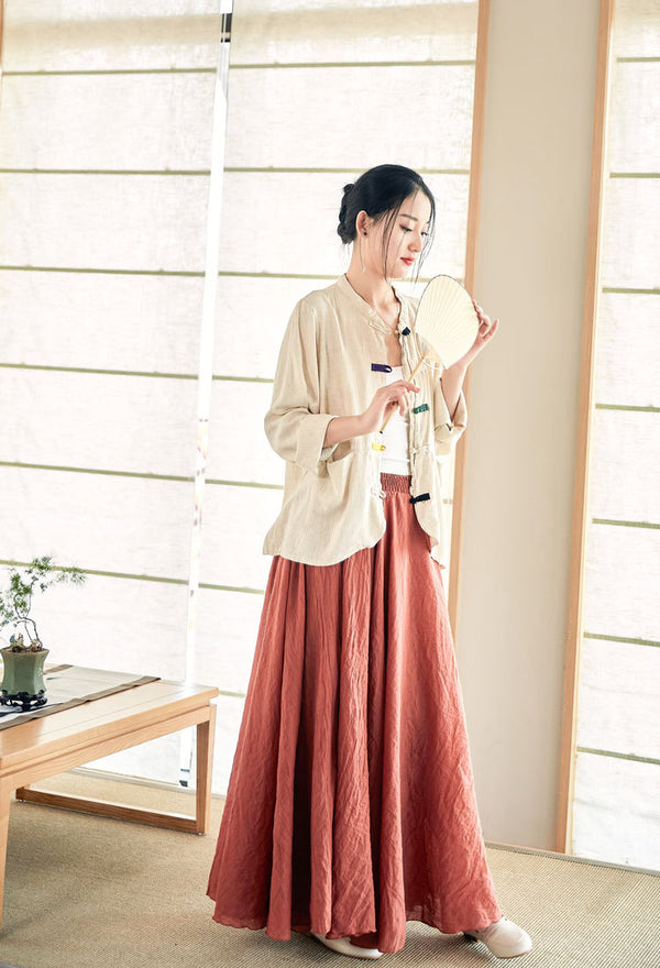 2022 Summer NEW! Women Linen and Cotton Chinese Style Short Jacket