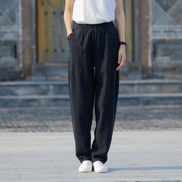 2021 Autumn NEW! Women Modern Causal Lantern Style Linen and Cotton Pants