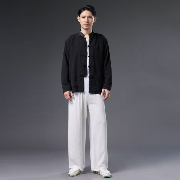 2021 Autumn NEW! Men Asian Style Linen and Cotton Long Sleeve Cardigan Thin Jacket