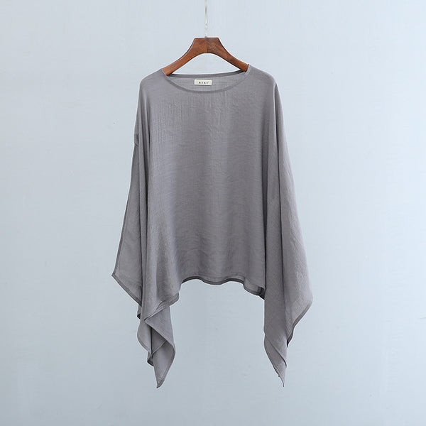 2022 Summer NEW! Women Modern Loose Style Linen and Cotton Round Necked Short Sleeves Shirt