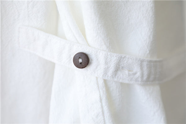 Women V-necked Zen Style Linen and Cotton Long Sleeves Cardigan Shirt