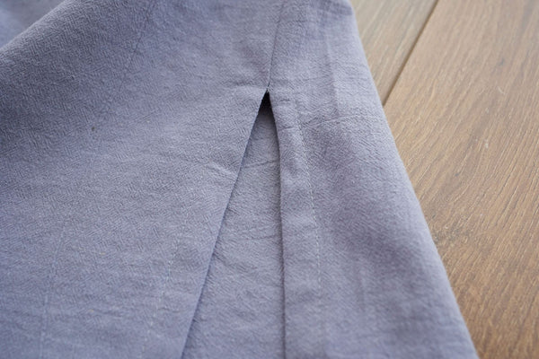 Men Causal Style Round Collar Buckle Linen and Cotton Short Sleeve Tops