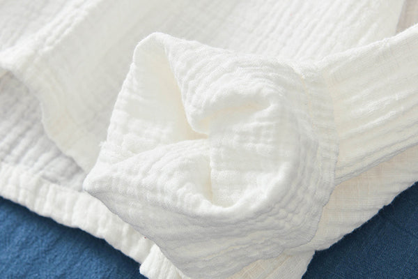 Women Zen Style Linen and Cotton Long Sleeves Side Cardigan Wrinkled Shirt