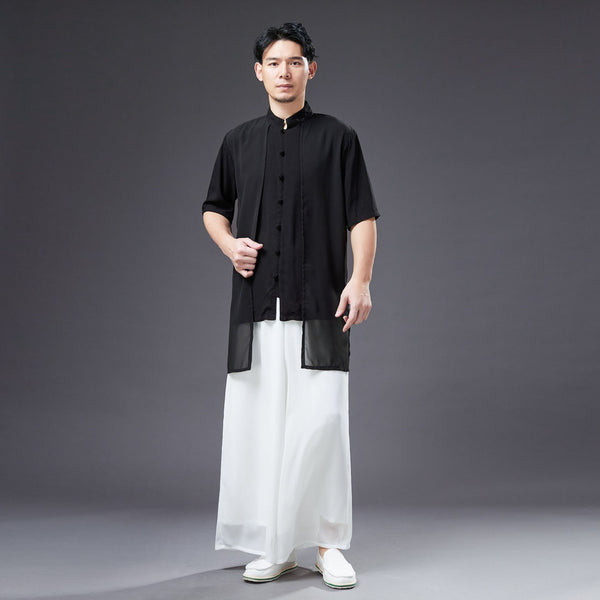 2022 Summer NEW! Men Retro Style Linen and Cotton Short Sleeve 2 Layers Shirts