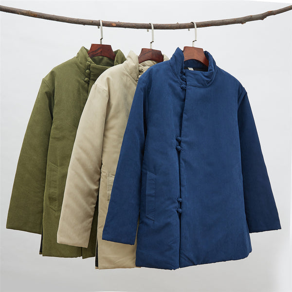 2021 Winter NEW! Men Modern Simple Style Linen and Cotton Quilted Short Coat
