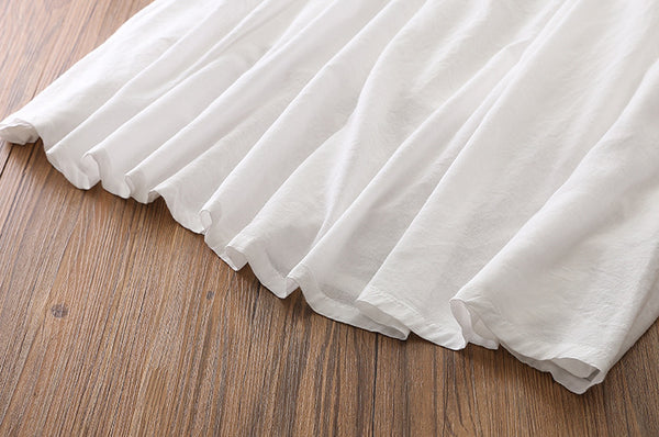 2022 Summer NEW! Women Loose Linen and Cotton V-Necked Middle Sleeve Maxi Dress