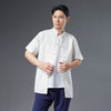 Men Retro Style Linen and Cotton Short Sleeve Pure Color Cardigan Shirts