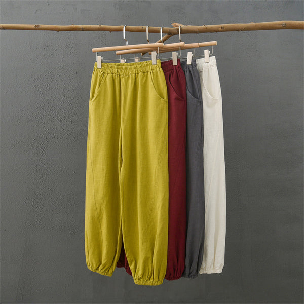 2021 Autumn NEW! Women Simple Causal Lantern Style Linen and Cotton Pants