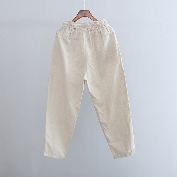 2022 Summer NEW! Women Causal Style Linen and Cotton Waist Belt Cropped Pegged Pants