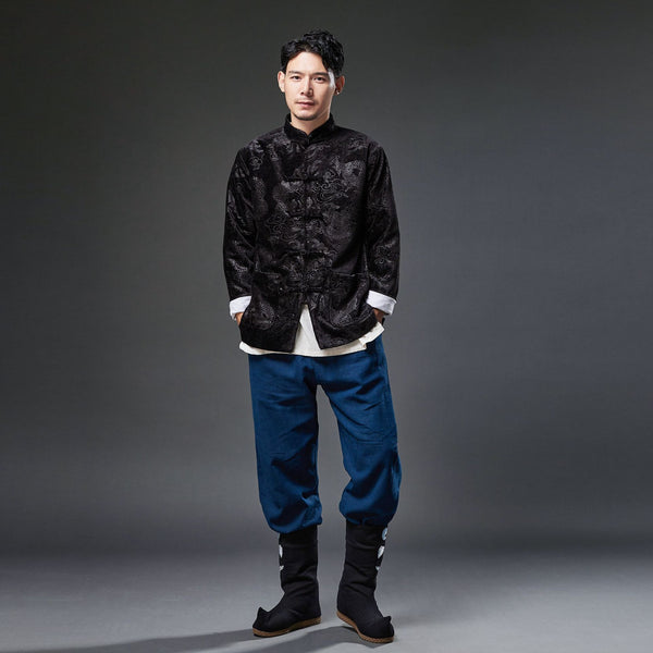 2021 Autumn NEW! Men Retro Chinese Style Linen and Cotton Long Sleeve Thin Jacket