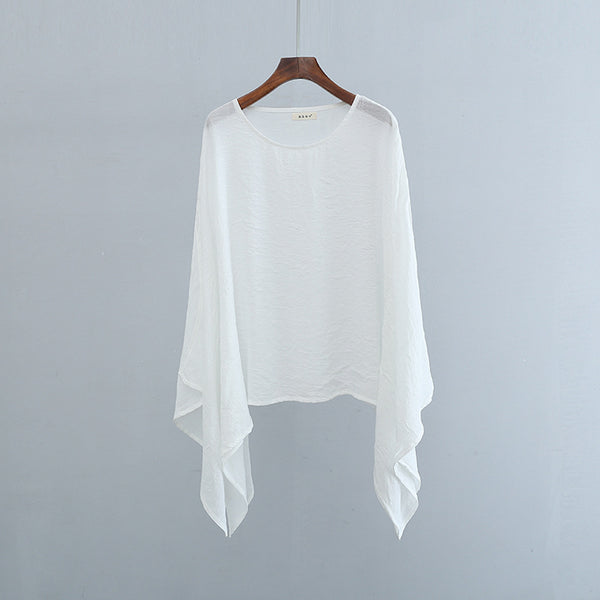 2022 Summer NEW! Women Modern Loose Style Linen and Cotton Round Necked Short Sleeves Shirt